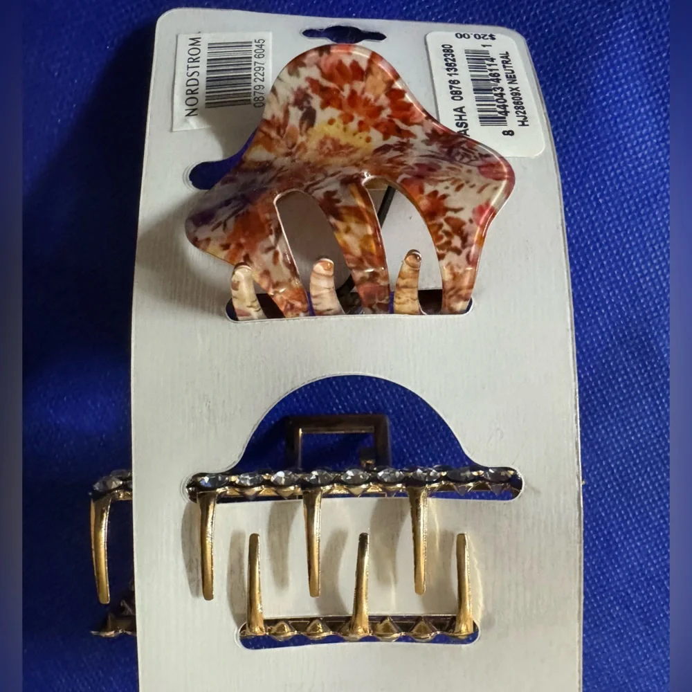 Tasha Multicolor Floral and Gold Hair Clips / Hair Claws Set - NWT